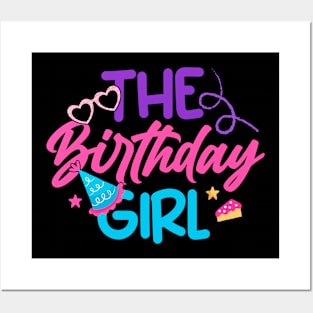 Cool Birthday Girl Partying Balloons Birthday Cake Posters and Art